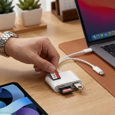 Lector de tarjetas dual: SD y MicroSD, Lightning + USB-C | FILEDIRECT